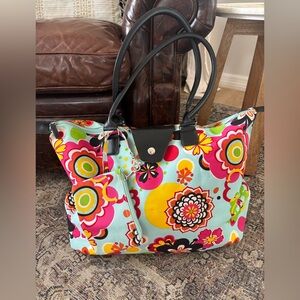 Tote shoulder bag. Water proof foldable floral